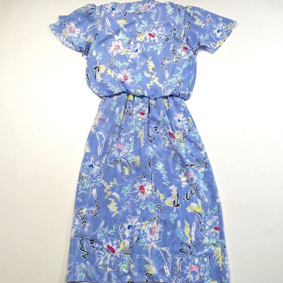 Vintage Alison Peters Dress Women's Size XS Blue Blouson Sheer - Picture 5 of 7